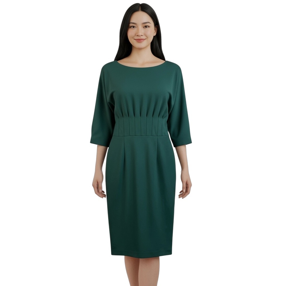 Antonio Melani Pleated Sheath Dress Size 6 Green